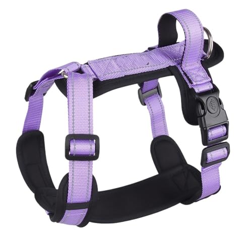 Brustgeschirr for Hunde mit Zugseil, S-XL, geeignet for mittelgroße und große Hunde, Weste, verstellbar(Purple,M (Chest 36-50CM)) von VRKRTVBLB