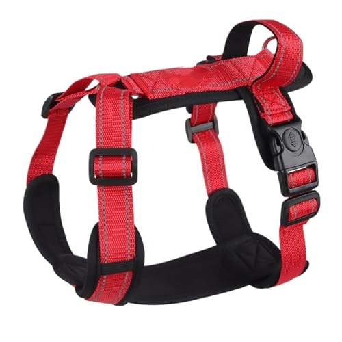 Brustgeschirr for Hunde mit Zugseil, S-XL, geeignet for mittelgroße und große Hunde, Weste, verstellbar(Red,L (Chest 46-63CM)) von VRKRTVBLB