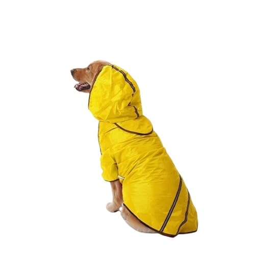 Dog Hooded Raincoat Waterproof Dog Outdoor Clothing Reflective Strip Design Suitable for Small Medium and Large Dogs(Yellow,6XL) von VRKRTVBLB