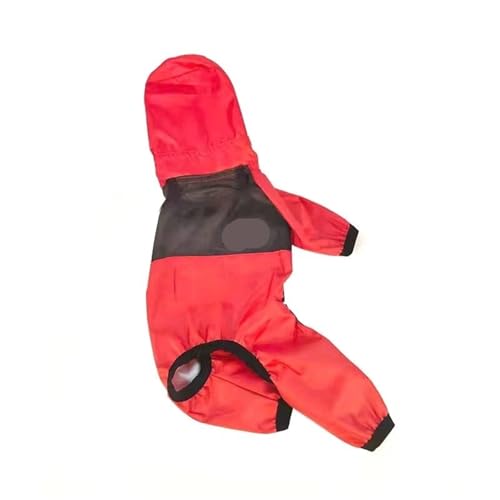 Haustier Hund Regenmantel Mit Kapuze Overall Hunde Wasserdicht Mantel Wasser Geeignet for Kleine und Mittelgroße Hunde(Red,4XL) von VRKRTVBLB