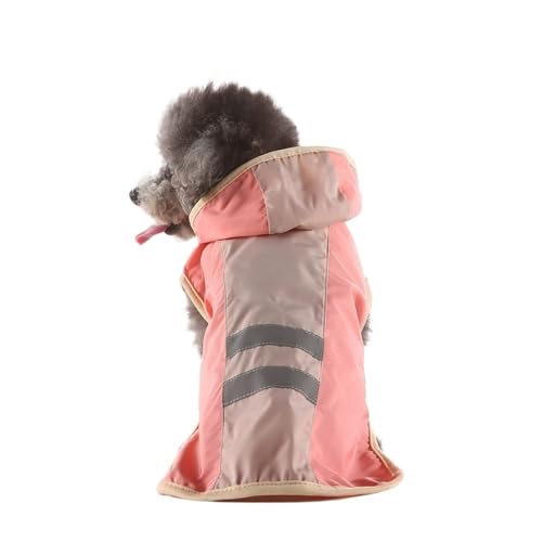 Haustier-Regenmantel for kleine Hunde, wasserdichte Hundekleidung im Umhang-Stil, reflektierende Streifen, Regenausrüstung for Outdoor-Aktivitäten(Pink,L) von VRKRTVBLB