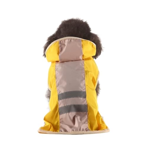 Haustier-Regenmantel for kleine Hunde, wasserdichte Hundekleidung im Umhang-Stil, reflektierende Streifen, Regenausrüstung for Outdoor-Aktivitäten(Yellow,L) von VRKRTVBLB