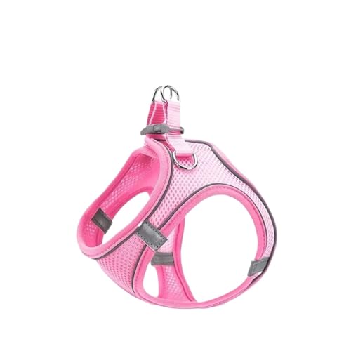 Haustiergeschirr-Leine-Set, verstellbar, Hunde- und Katzenhalsband, geeignet for kleine und mittelgroße Haustiere, Weste, Spaziergänge im Freien(Pink,M) von VRKRTVBLB