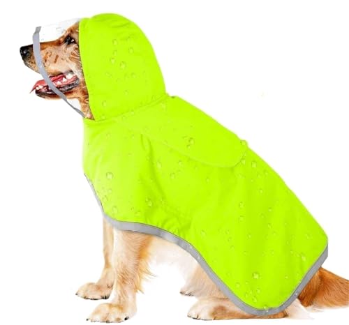 Haustierkleidung Regenmäntel mit Kapuze Reflektierende Streifen Hunde Regenmäntel wasserdichte Outdoor Atmungsaktive Netzgarnjacken(Green,2XL) von VRKRTVBLB