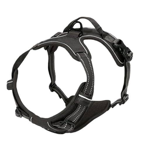 Hundegeschirr, verstellbar, weich gepolstert, reflektierende Haustierweste mit leicht zu kontrollierendem Griff for mittelgroße und große Hunde(Black,XL) von VRKRTVBLB