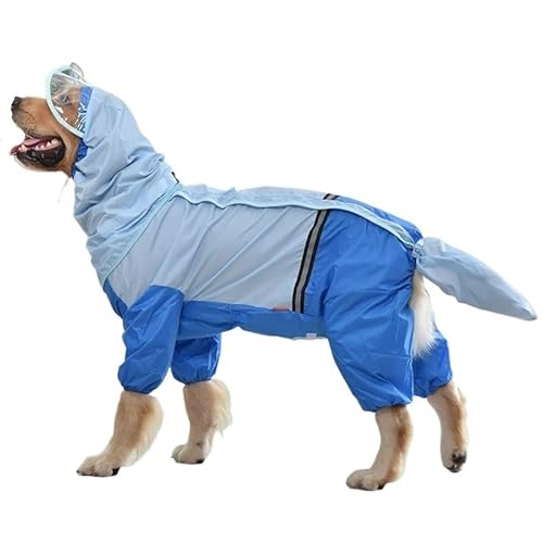 Hunderegenmantel, Winddicht, wasserdicht, All-Inclusive-Regenponcho mit Kapuze, Outdoor-Poncho, for große und mittelgroße Hunde, Haustierbedarf(Blue,4XL) von VRKRTVBLB