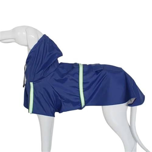 Hunderegenmantel, geeignet for große und mittelgroße Hunde, reflektierender, winddichter und wasserdichter Haustierregenmantel mit Kapuze(Blue,XL) von VRKRTVBLB