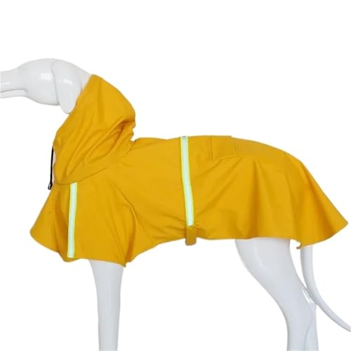 Hunderegenmantel, geeignet for große und mittelgroße Hunde, reflektierender, winddichter und wasserdichter Haustierregenmantel mit Kapuze(Yellow,2XL) von VRKRTVBLB