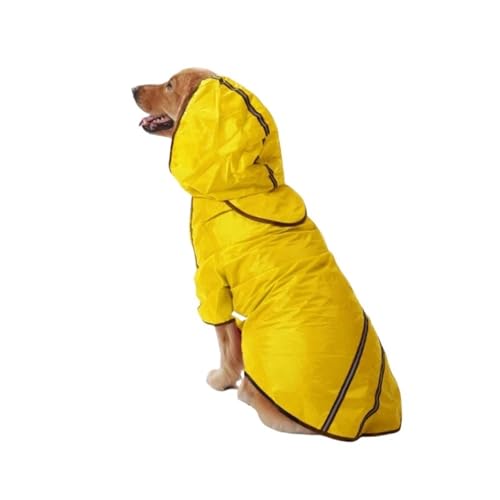 Hunderegenmantel, große Hunde, Haustierkleidung, Overall, reflektierende Warnkleidung mit Hut, geeignet for Hunde(Yellow,4XL) von VRKRTVBLB