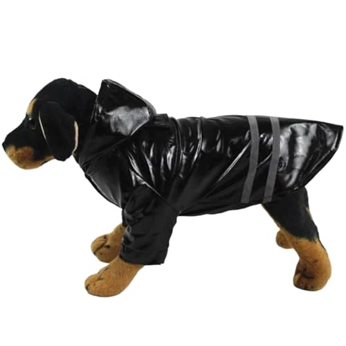 Hunderegenmantel, wasserdichte Hundejacke for kleine Hunde, reflektierender Welpenregenmantel, Regenmantel, Haustierponcho(Black,L) von VRKRTVBLB