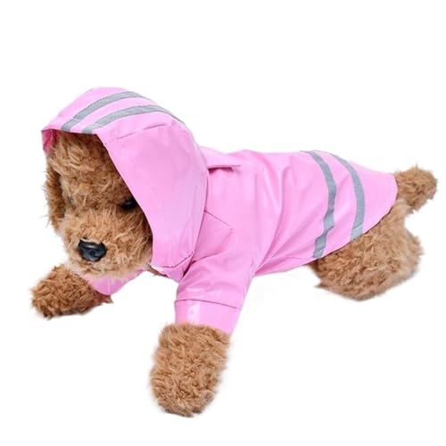 Hunderegenmantel, wasserdichte Hundejacke for kleine Hunde, reflektierender Welpenregenmantel, Regenmantel, Haustierponcho(Pink,XL) von VRKRTVBLB