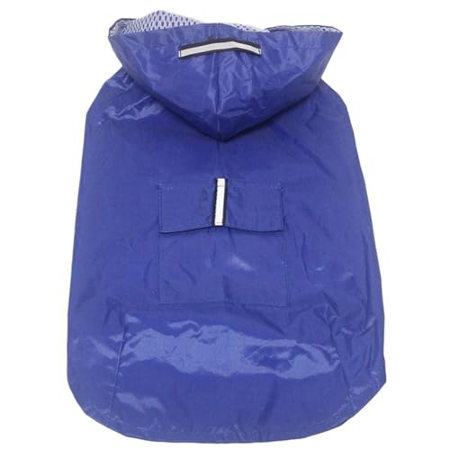 Hunderegenmantel, wasserdichte Kapuzenjacke, Regenponcho, Haustier-Regenbekleidung mit reflektierenden Streifen for große Welpen Aller Größen(Blue,2XL) von VRKRTVBLB