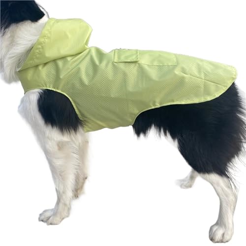 Hunderegenmantel, wasserdichte Kapuzenjacke, Regenponcho, Haustier-Regenbekleidung mit reflektierenden Streifen for große Welpen Aller Größen(Green 2,2XL) von VRKRTVBLB