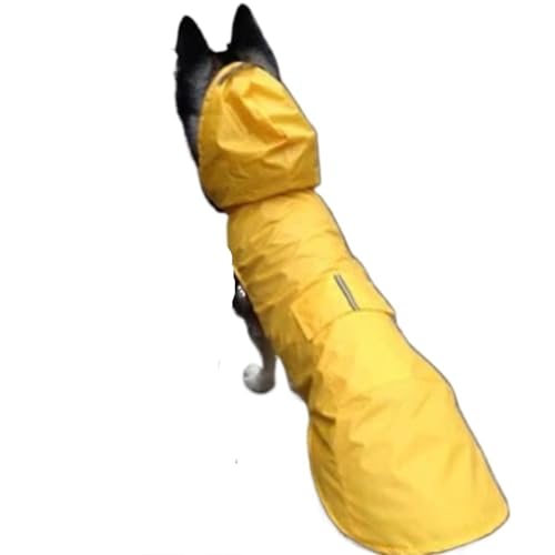 Hunderegenmantel, wasserdichte Kapuzenjacke, Regenponcho, Haustier-Regenbekleidung mit reflektierenden Streifen for große Welpen Aller Größen(Yellow,2XL) von VRKRTVBLB