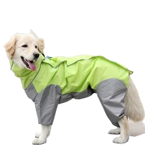 Hunderegenmantel, wasserdichter Hundeanzug, Gepunkteter Regenumhang for mittelgroße und große Hunde, Kapuzenjacke, Poncho, Haustier-Regenmantel(Green,12) von VRKRTVBLB