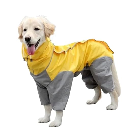 Hunderegenmantel, wasserdichter Hundeanzug, Gepunkteter Regenumhang for mittelgroße und große Hunde, Kapuzenjacke, Poncho, Haustier-Regenmantel(Yellow,12) von VRKRTVBLB