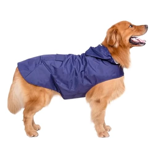 Hunderegenmantel for kleine, mittelgroße und große Hunde, wasserdichte Kapuzenjacke, Regenkleidung mit reflektierenden Streifen, Outdoor-Zubehör(Blue,2XL) von VRKRTVBLB