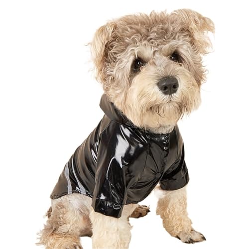 Outdoor-Regenmantel for Hunde mit Kapuze, wasserdichte Jacke, reflektierende Hundekleidung for kleine und mittelgroße Hunde(Black,M) von VRKRTVBLB