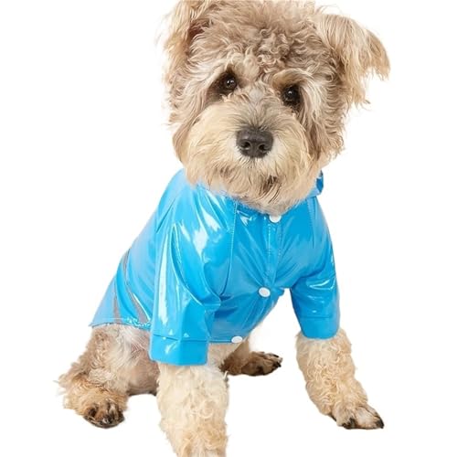 Outdoor-Regenmantel for Hunde mit Kapuze, wasserdichte Jacke, reflektierende Hundekleidung for kleine und mittelgroße Hunde(Blue,S) von VRKRTVBLB