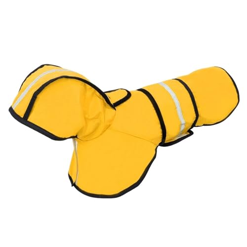 Reflektierender Hunderegenmantel, Hunderegenjacke, wasserdichter Haustiermantel, Hoodies, Overall for kleine, mittelgroße und große Hunde(Yellow,M) von VRKRTVBLB