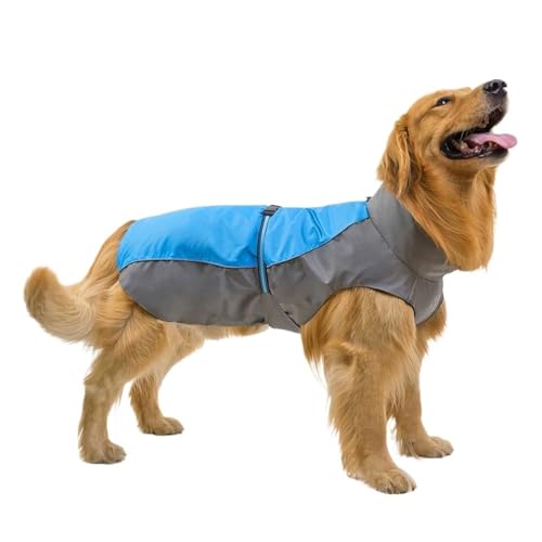 Regenmantel for Hunde, wasserdicht, atmungsaktiv, wasserdicht, geeignet for kleine, mittelgroße und große Hunde, Kleidung, Heimtierbedarf(Blue,4XL) von VRKRTVBLB