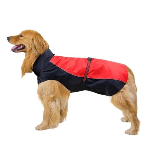 Regenmantel for Hunde, wasserdicht, atmungsaktiv, wasserdicht, geeignet for kleine, mittelgroße und große Hunde, Kleidung, Heimtierbedarf(Red,L) von VRKRTVBLB