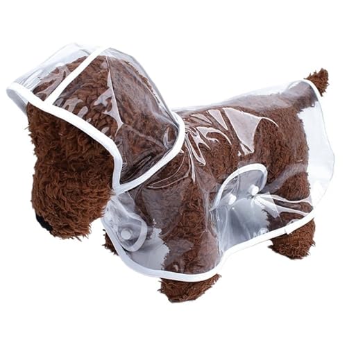 Regenmantel for Hunde, wasserdicht, transparent, personalisiertes Farbrand-Design, modischer Poncho for kleine, mittelgroße und große Hunde(White,L) von VRKRTVBLB