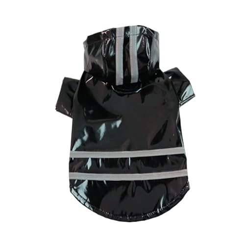 Sommer-Outdoor-Regenmantel for kleine Hunde, S-XL, wasserdichte Hunderegenmantel-Kleidung mit Kapuze for kleine und mittelgroße Hunde(Black,L) von VRKRTVBLB