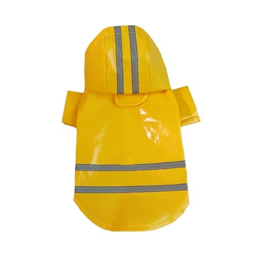 Sommer-Outdoor-Regenmantel for kleine Hunde, S-XL, wasserdichte Hunderegenmantel-Kleidung mit Kapuze for kleine und mittelgroße Hunde(Yellow,L) von VRKRTVBLB