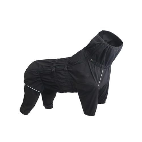 Wasserdichter Regenmantel for Haustiere, Outdoor-Jacke, Kleidung, großer Einteiler, reflektierender Regenmantel, geeignet for kleine, mittelgroße und große Hunde(Black,3XL+) von VRKRTVBLB