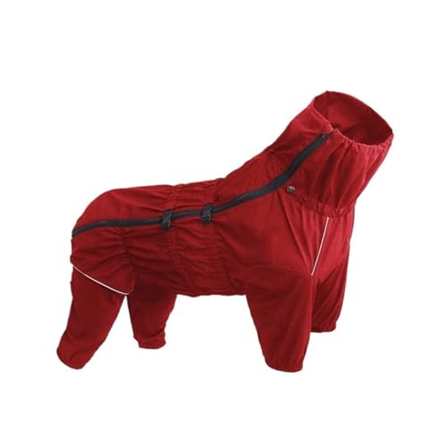 Wasserdichter Regenmantel for Haustiere, Outdoor-Jacke, Kleidung, großer Einteiler, reflektierender Regenmantel, geeignet for kleine, mittelgroße und große Hunde(Red,L) von VRKRTVBLB