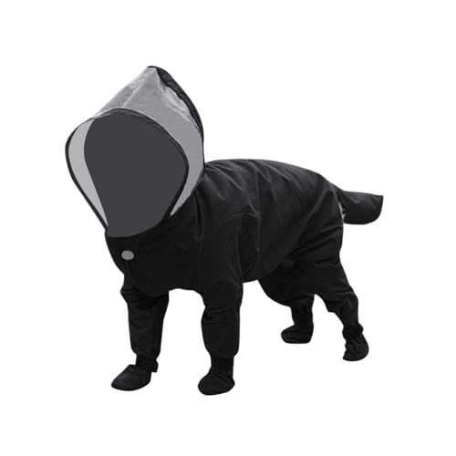 Welpen-Regenmäntel mit Kapuze, Hunde-Regenjacke, Regenstiefel, Overall for kleine und mittelgroße Hunde(Black,2XL) von VRKRTVBLB