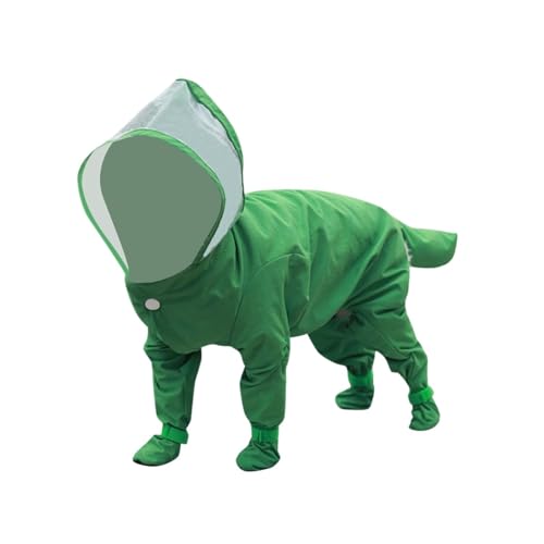 Welpen-Regenmäntel mit Kapuze, Hunde-Regenjacke, Regenstiefel, Overall for kleine und mittelgroße Hunde(Green,L) von VRKRTVBLB