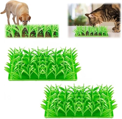 Silicone Grass Mat - Green Grass Silicone Slow Food Mat, Grass Snuffle Pad, Non-Slip Pet Sniffing Mat, Silicone Grass Mats for Cats Snuffle Pad for Large Medium Small Breed Dogs(2PCS) von VRUUBLYML
