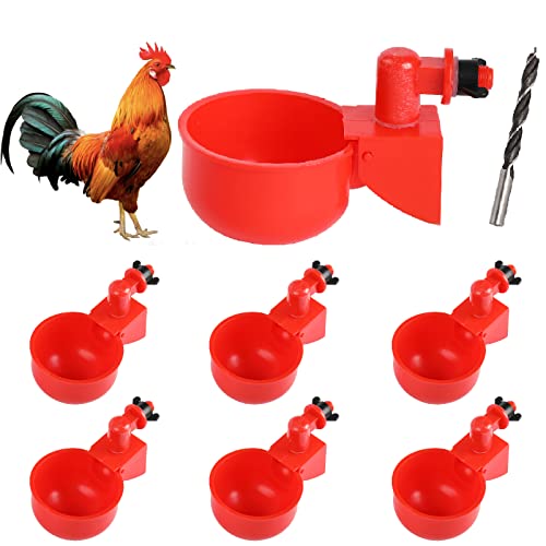 VSSAW Automatische Hühnerbewässerungsbecher, geeignet für Küken, Ente, Gans, Truthahn und Hase, Geflügel-Wasserfutter-Set, 6 Stück von VSSAW