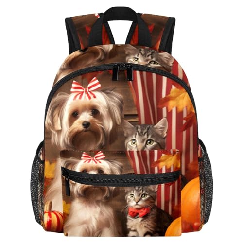 VTGHDEEQ Reiserucksack,kleiner Rucksack,Handgepäckrucksack,Herbst Haustiere Katze und Hund,Rucksack von VTGHDEEQ