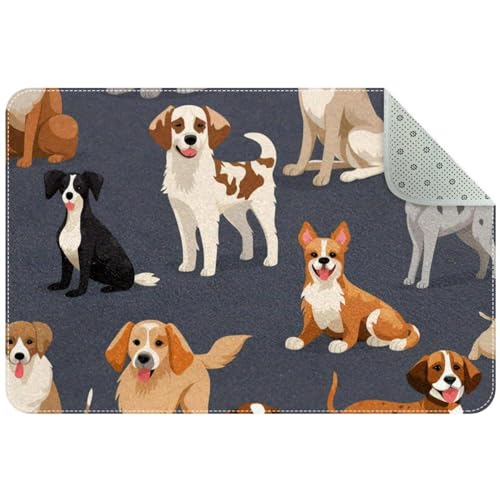 VTGHDEEQ Teppiche für Schlafzimmer,waschbarer Teppich,Wohnzimmerteppiche,Alle Arten von Hunden,24x16 in von VTGHDEEQ