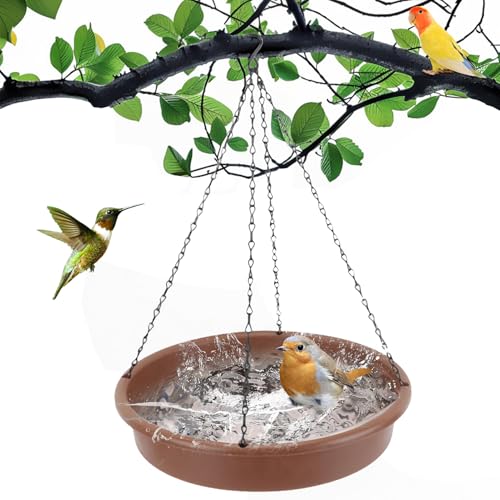 VTOSEN Vogeltränke Hängend, Vogeltränke zum Aufhängen, 30,5CM Vogelfutterspender Hängend mit Haken und Kette, Kunststoff Vogeltränke Balkon für vögel Outdoor Garten von VTOSEN