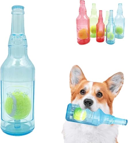 VUIPAJQC Crunchnplay Hundeflaschenspielzeug, Wasserflasche Haustier Hund Kauspielzeug, Hundeplastikflaschenspielzeug mit Tennisball für kleine und mittelgroße Hunde mit Tennisball von VUIPAJQC