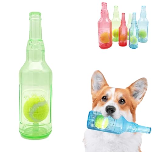 VUIPAJQC Crunchnplay Hundeflaschenspielzeug, Wasserflasche Haustier Hund Kauspielzeug, Hundeplastikflaschenspielzeug mit Tennisball für kleine und mittelgroße Hunde mit Tennisball von VUIPAJQC