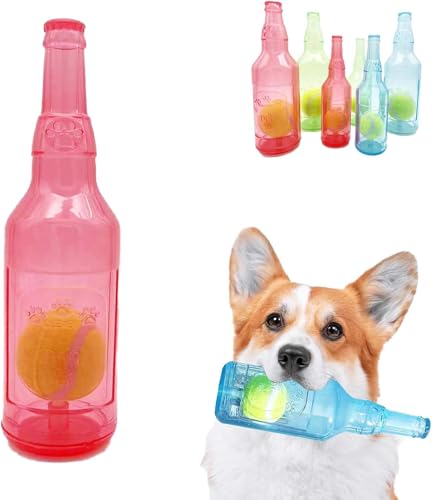 VUIPAJQC Crunchnplay Hundeflaschenspielzeug, Wasserflasche Haustier Hund Kauspielzeug, Hundeplastikflaschenspielzeug mit Tennisball für kleine und mittelgroße Hunde mit Tennisball von VUIPAJQC