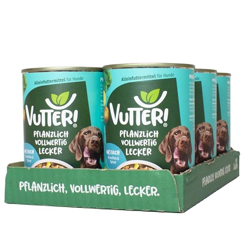 VUTTER ! Nassfutter Wie Fisch, 12x400 g: Hundefutter Vegan - Alleinfutter für Hunde - Fleischähnlich für hohe Akzeptanz - Sojaprotein für Muskeln, Zink für Haut & Fell, Kalzium für Zähne & Knochen von VUTTER !