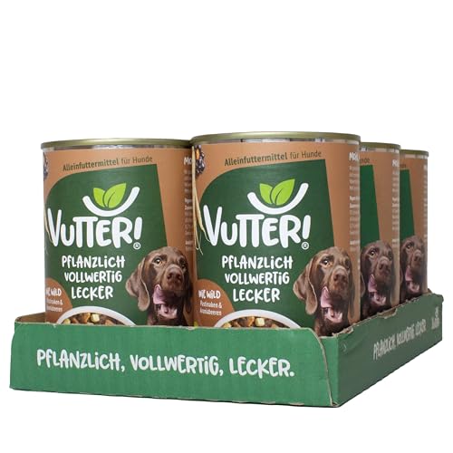 VUTTER ! Nassfutter Wie Wild, 12x400 g: Hundefutter Vegan - Alleinfutter für Hunde - Fleischähnlich für hohe Akzeptanz - Sojaprotein für Muskeln, Zink für Haut & Fell, Kalzium für Zähne & Knochen von VUTTER !