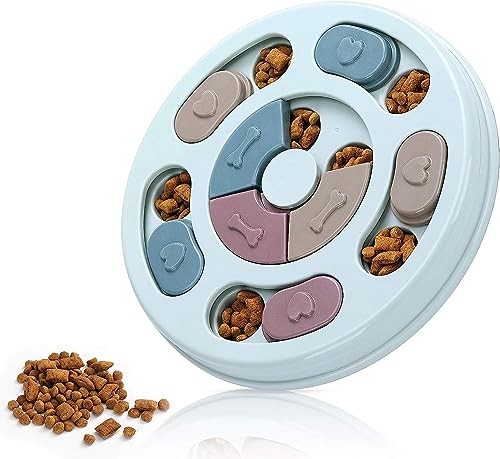 VVDPJLS Hunde-Puzzle-Spielzeug, Slow Food Dispenser, Fütterung, interaktiver Teller und Schüssel, rutschfest, gegen Ersticken, for Katzen und Hunde, Trainingsspiele(Circular Blue) von VVDPJLS