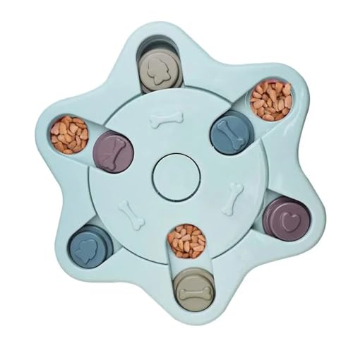 VVDPJLS Hunde-Puzzle-Spielzeug, Slow Food Dispenser, Fütterung, interaktiver Teller und Schüssel, rutschfest, gegen Ersticken, for Katzen und Hunde, Trainingsspiele(Hexagon Blue) von VVDPJLS