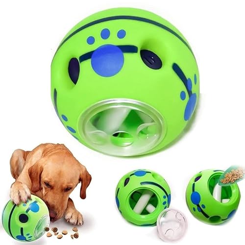 VVDPJLS Interaktives Hundespielzeug mit Futterspender, Leckerli, Haustier-Giggle-Ball, sicheres quietschendes Welpen-Puzzle-Spielzeug for kleine, mittelgroße und große Hunde(L - Diameter 10cm) von VVDPJLS