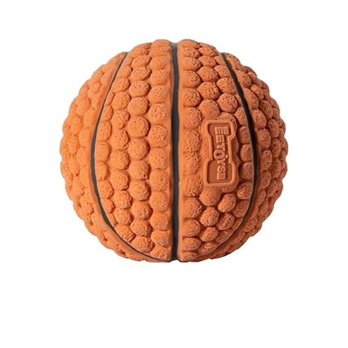 VVDPJLS Weicher Haustierball mit Quietschspielzeug for kleine und große Hunde, Rugby, Tennis, Fußball, Basketball, Latex, Zahnreinigungstrainingsspielzeug(Basketball L) von VVDPJLS