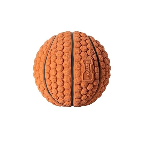 VVDPJLS Weicher Haustierball mit Quietschspielzeug for kleine und große Hunde, Rugby, Tennis, Fußball, Basketball, Latex, Zahnreinigungstrainingsspielzeug(Basketball S) von VVDPJLS