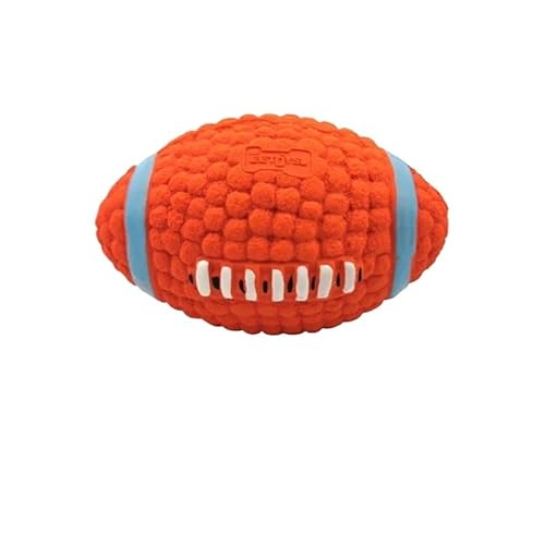 VVDPJLS Weicher Haustierball mit Quietschspielzeug for kleine und große Hunde, Rugby, Tennis, Fußball, Basketball, Latex, Zahnreinigungstrainingsspielzeug(Rugby L) von VVDPJLS