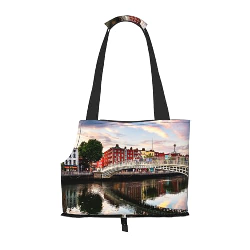 Tragbare Faltbare Haustier Schulter Brücke Sonnenuntergang Fluss Landschaft Tasche - Hohe Dichte, Reißfest, Haustier Reise Handtasche Für Kleine Tiere von VYONNE